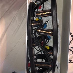 Multi color tie up sandals.